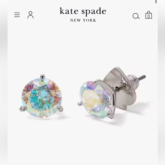 NWT | Kate Spade iridescent sliver Diamond earrings - Picture 6 of 6